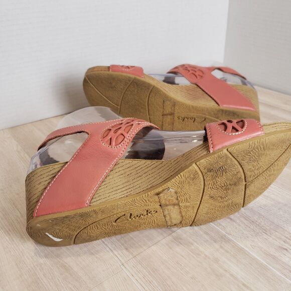 Clarks Alto Anthem Comfort Adjustable Slingback Pink Leather Sandals Size 7.5 - Picture 7 of 8
